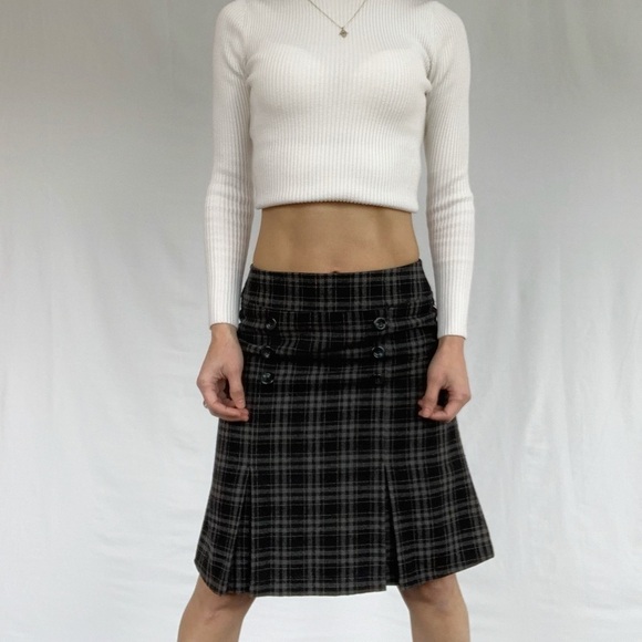 SAN Francisco plaid pleated skirt size 1 fits XS-S black and grey - Picture 11 of 13